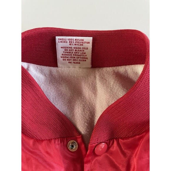XL Vintage Red Satin Fully Lines Windbreaker - Picture 4 of 7